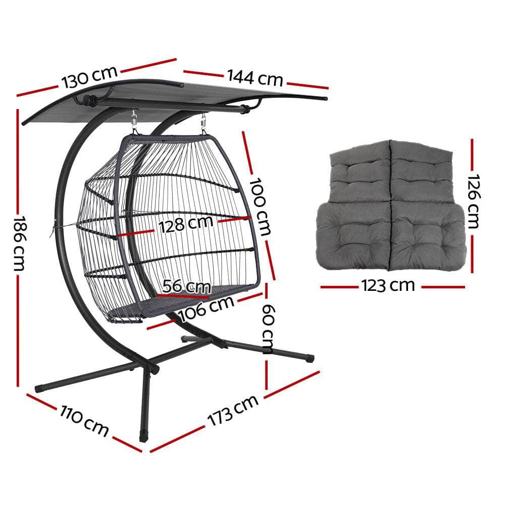 Outdoor Furniture Lounge Hanging Swing Chair Egg Hammock Stand Rattan Wicker