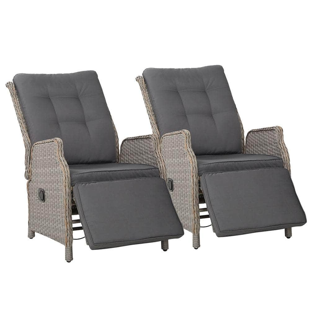 Outdoor Furniture Setting Patio Wicker Sofa Grey 2pcs