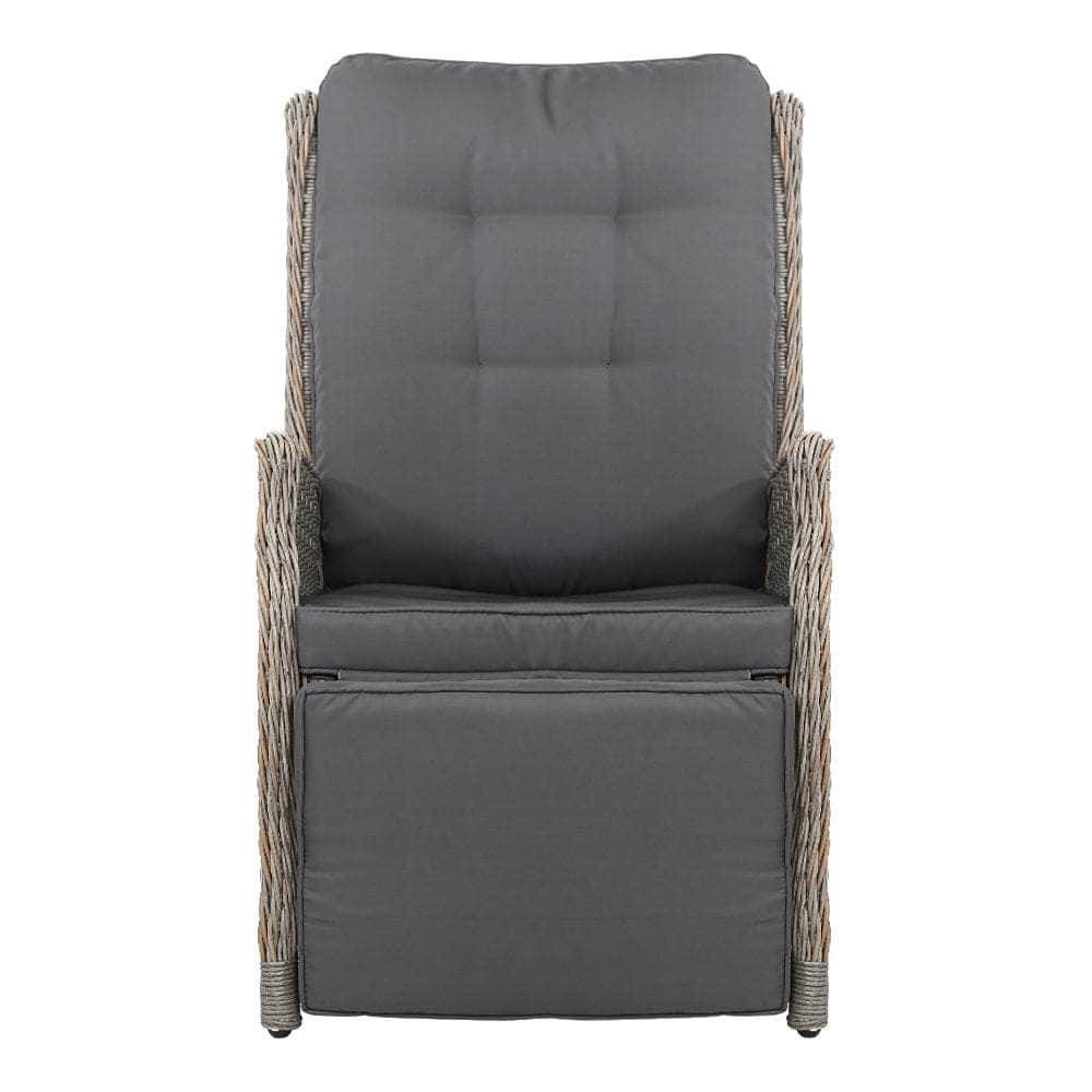 Outdoor Furniture Setting Patio Wicker Sofa Grey 2pcs