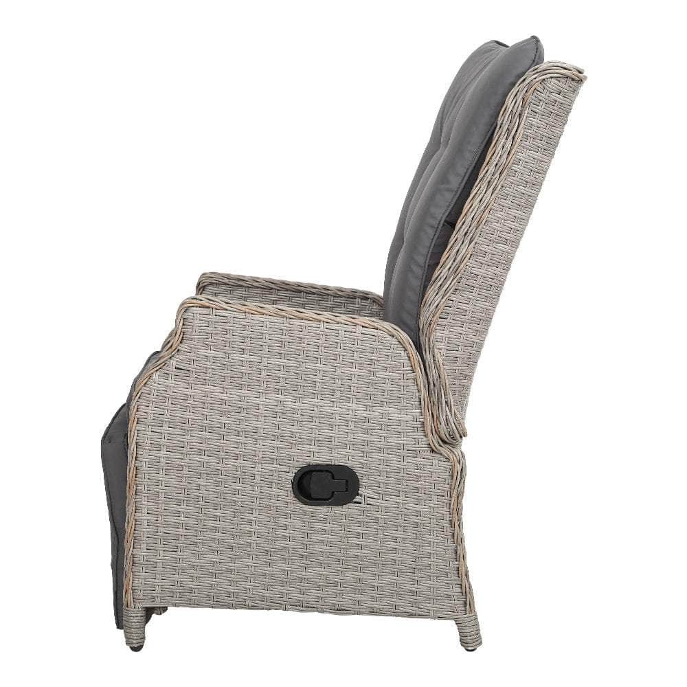 Outdoor Furniture Setting Patio Wicker Sofa Grey 2pcs