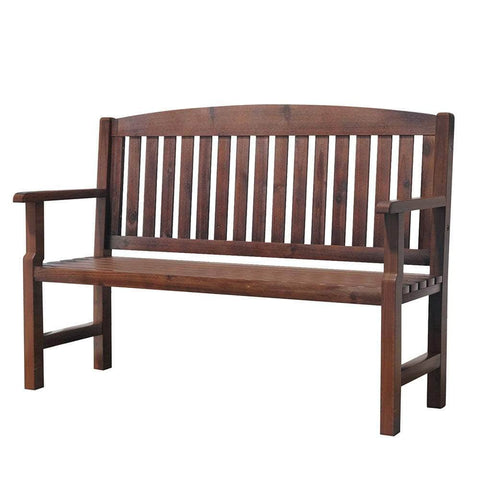 Outdoor Garden Bench Wooden 2 Seater Lounge Chair Patio Furniture Brown