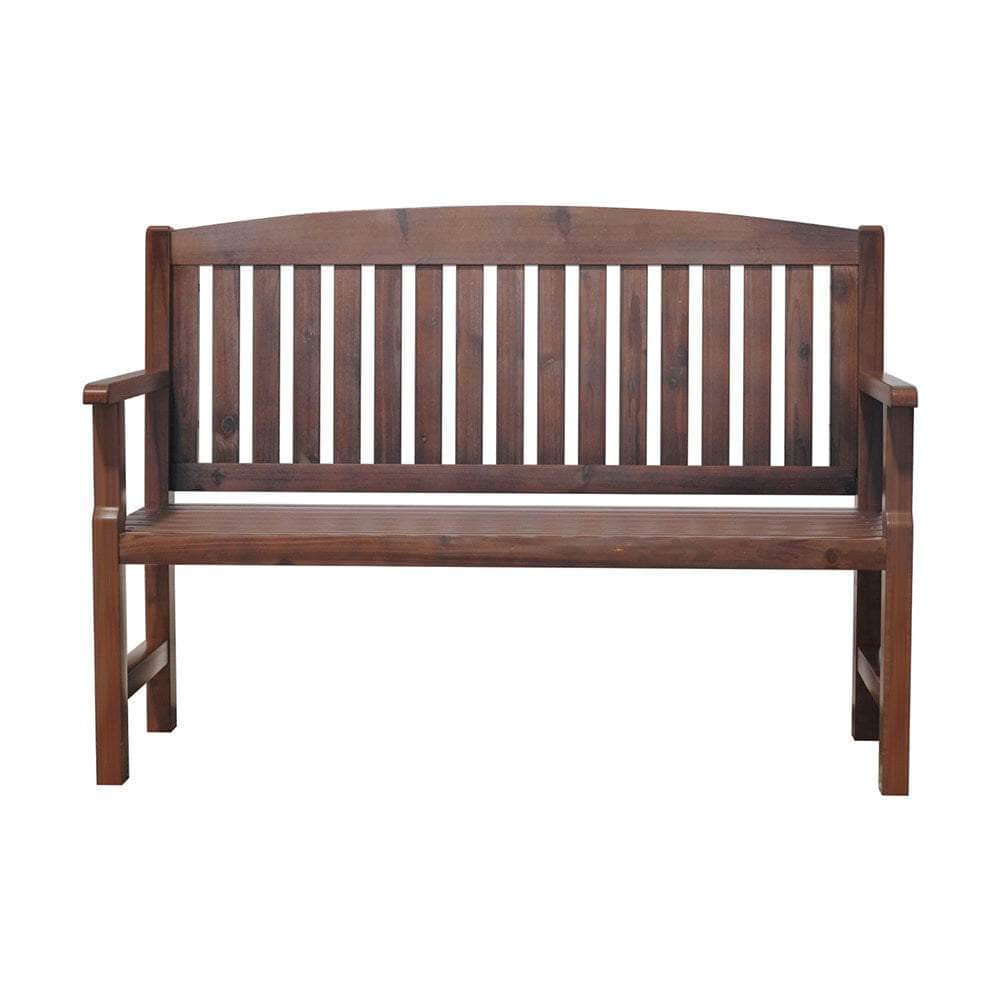 Outdoor Garden Bench Wooden 2 Seater Lounge Chair Patio Furniture Brown