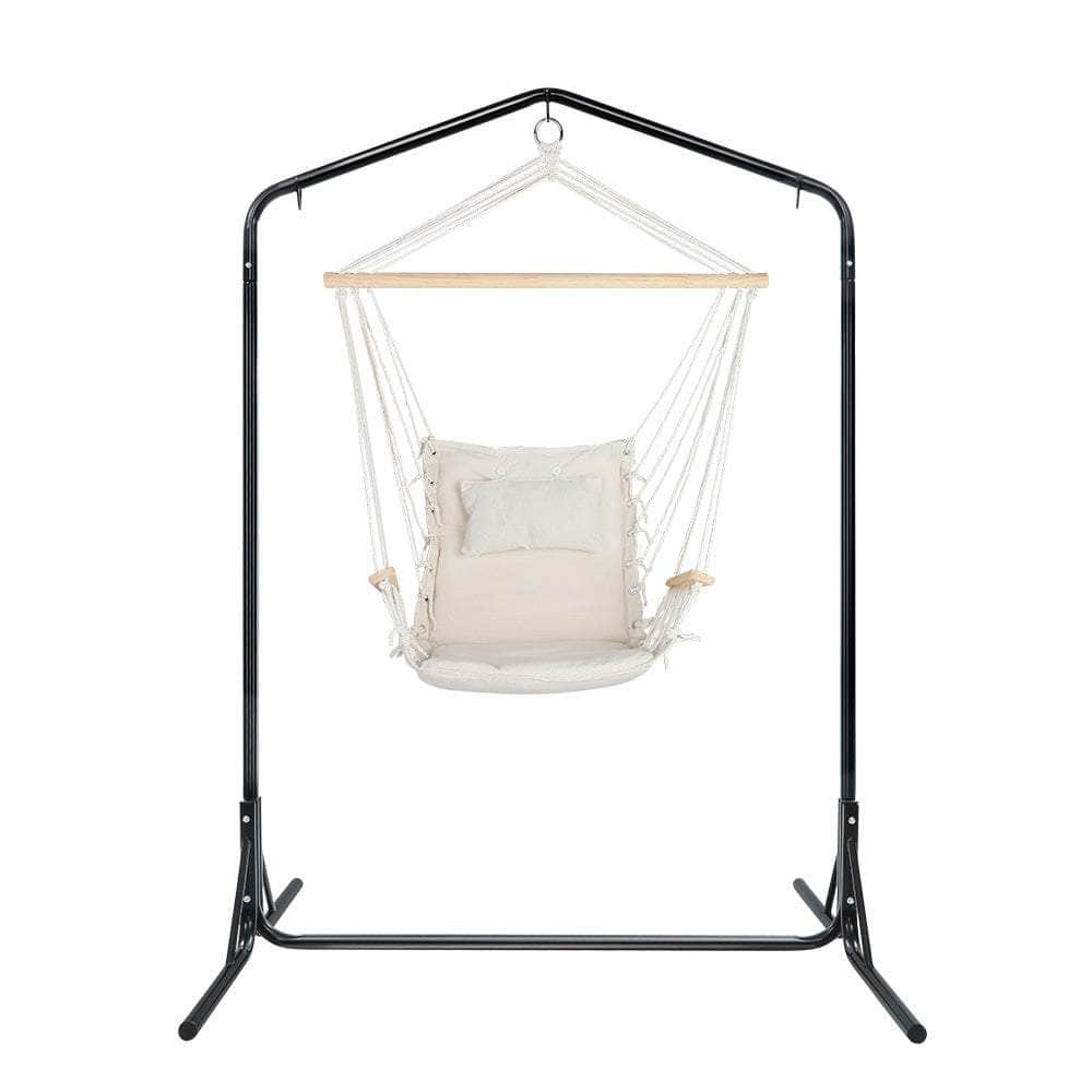 Outdoor Hammock Chair With Stand Swing Hanging Hammock Garden Cream