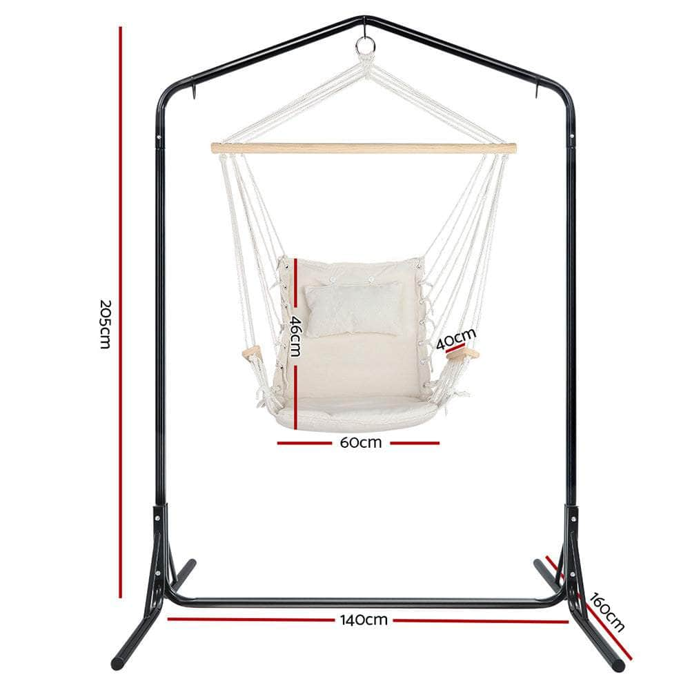 Outdoor Hammock Chair With Stand Swing Hanging Hammock Garden Cream