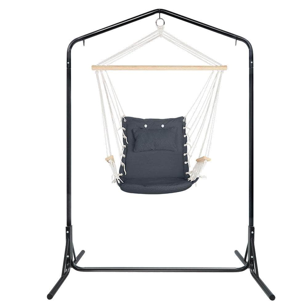 Outdoor Hammock Chair With Stand Swing Hanging Hammock Garden Grey