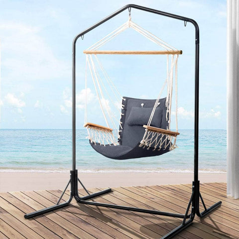 Outdoor Hammock Chair With Stand Swing Hanging Hammock Garden Grey