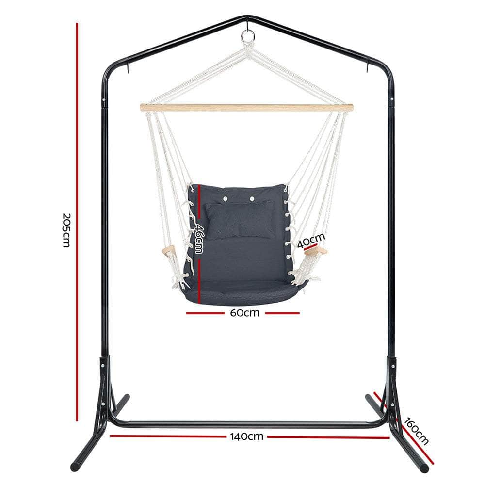 Outdoor Hammock Chair With Stand Swing Hanging Hammock Garden Grey