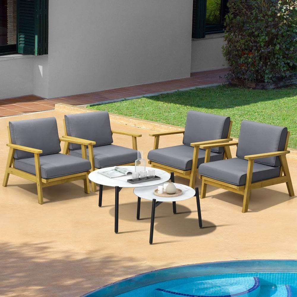 Outdoor Lounge Set 2pc White Coffee Side Table Sets with Chairs