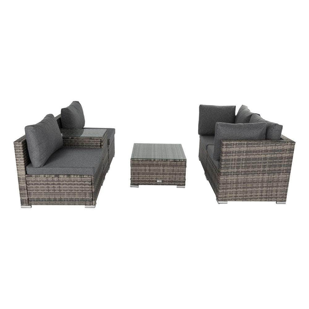 Outdoor Modular Lounge Sofa With Wicker End Table Set