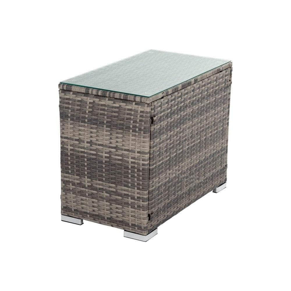 Outdoor Modular Lounge Sofa With Wicker End Table Set