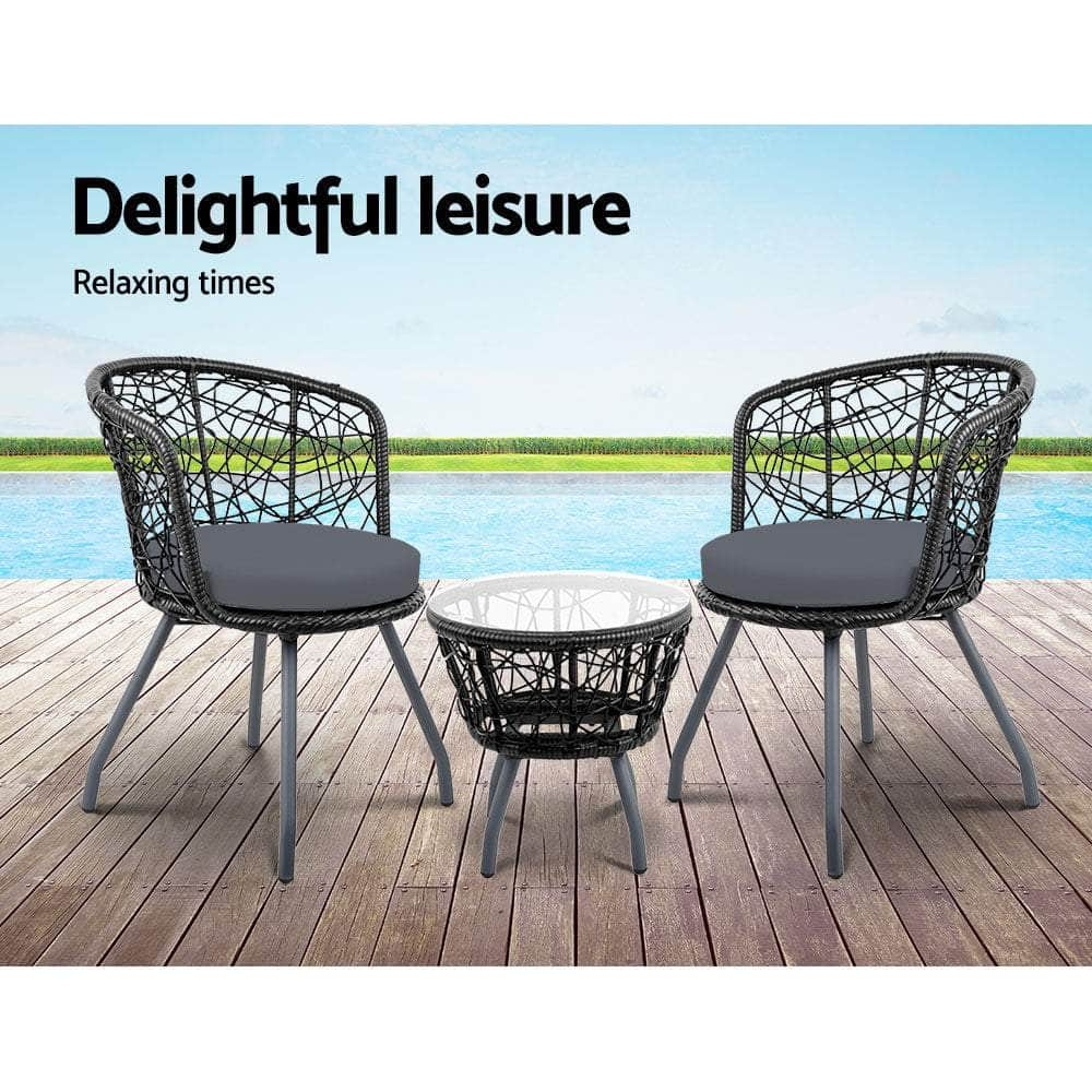 Outdoor Patio Chair and Table - Black