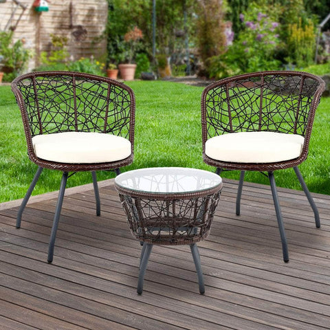 Outdoor Patio Chair and Table - Brown