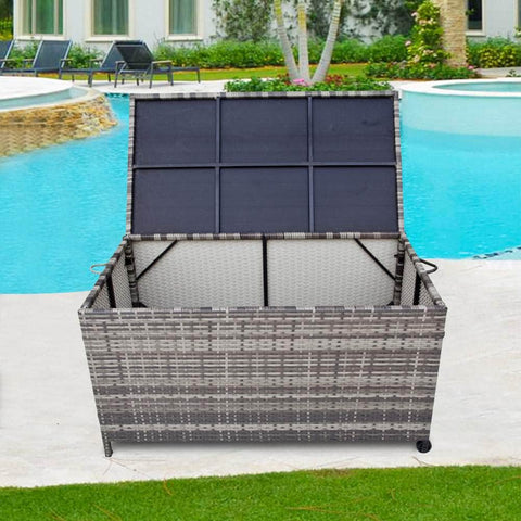 Outdoor Pe Wicker Storage Box Garden 320L-Grey