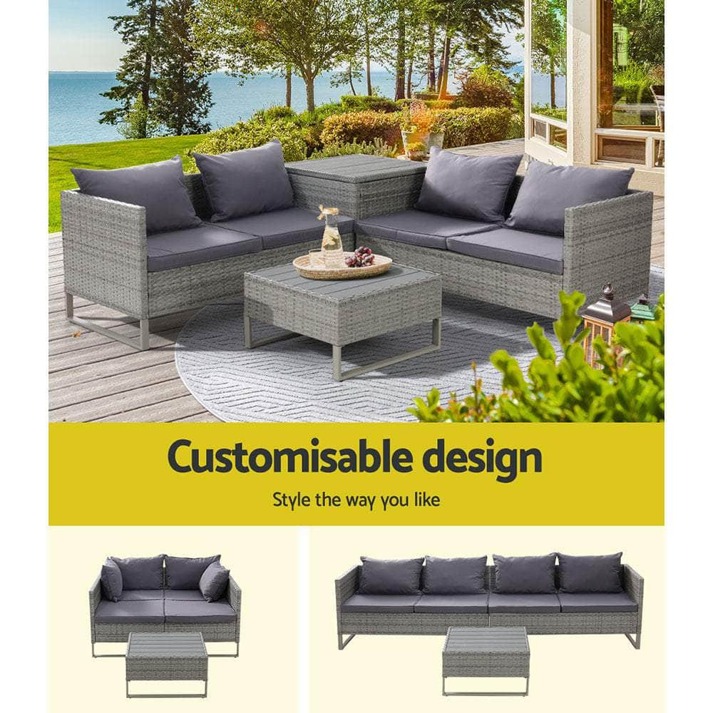 Outdoor Sofa Furniture Garden Couch Lounge Set Patio Wicker Table Chairs