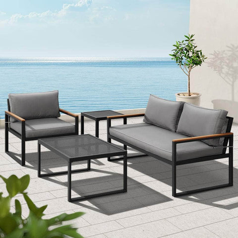 Outdoor Sofa Set 3-Seater Corner Modular Lounge Setting Steel