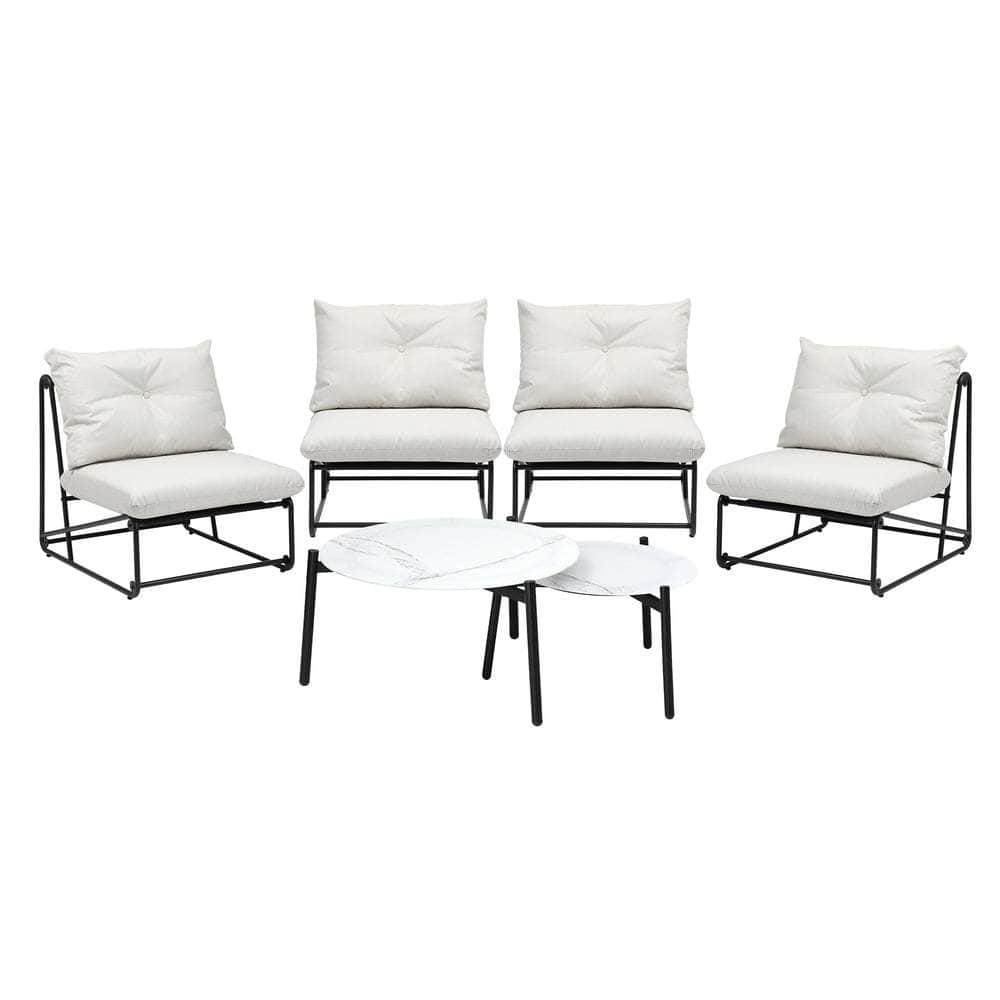 Outdoor Sofa Set Nesting Coffee Table with Chairs Beige/Grey