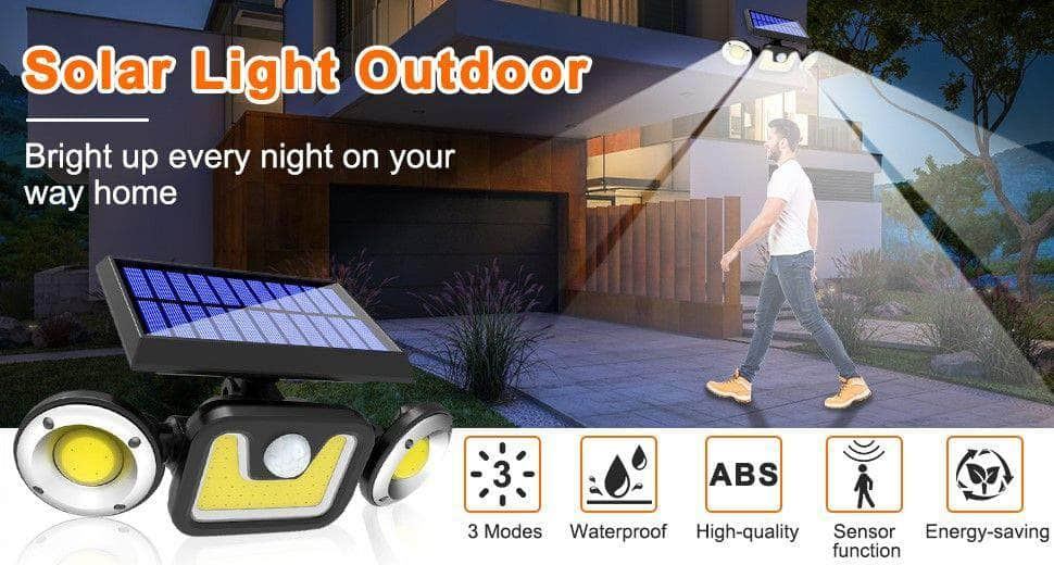 Outdoor Solar Lights With 3 Adjustable Head For Porch Garden Patio