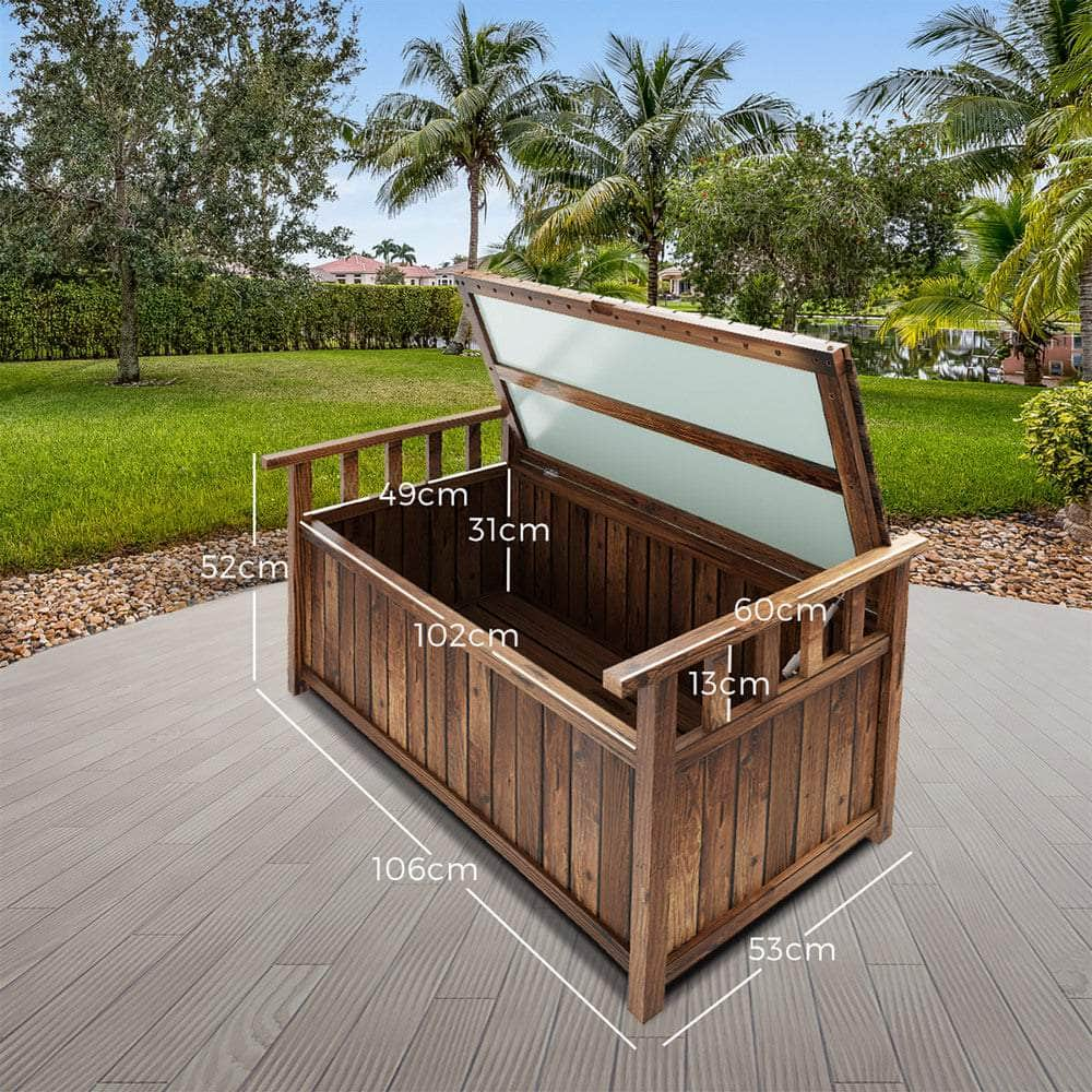 Outdoor Storage Box Wooden Garden Bench Chest Toy Tool Sheds Furniture