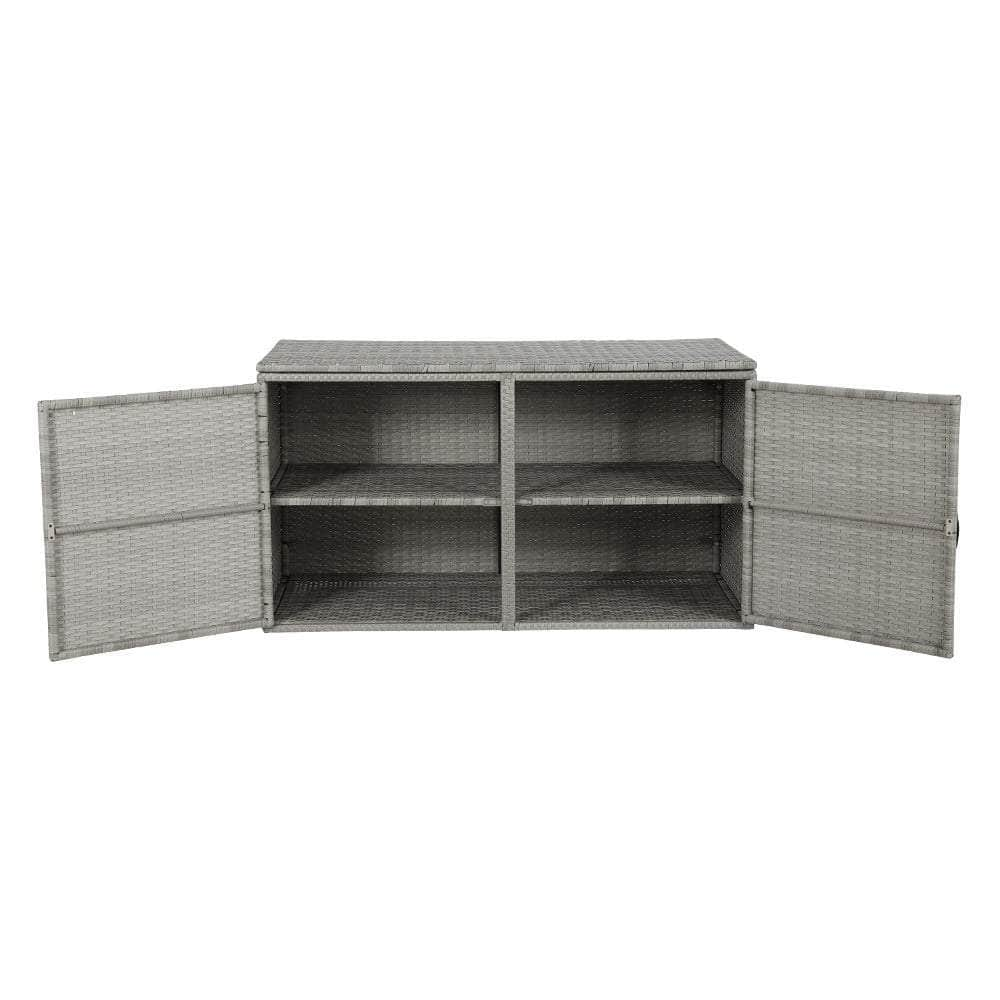 Outdoor Storage Cabinet Box Deck Wicker Shelf Chest Garden Shed Tools