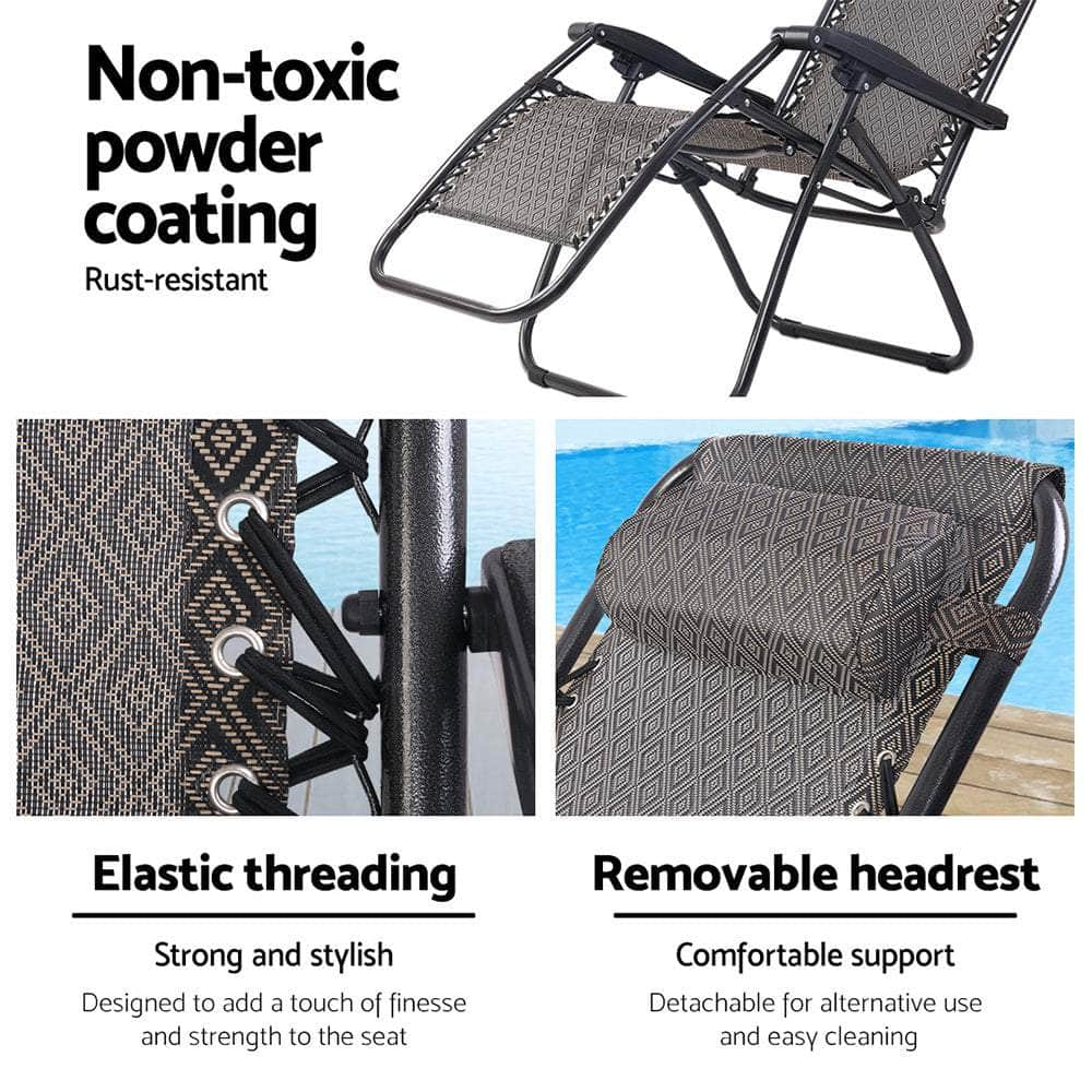 Outdoor Sun Lounge Folding Camping Zero Gravity Chair