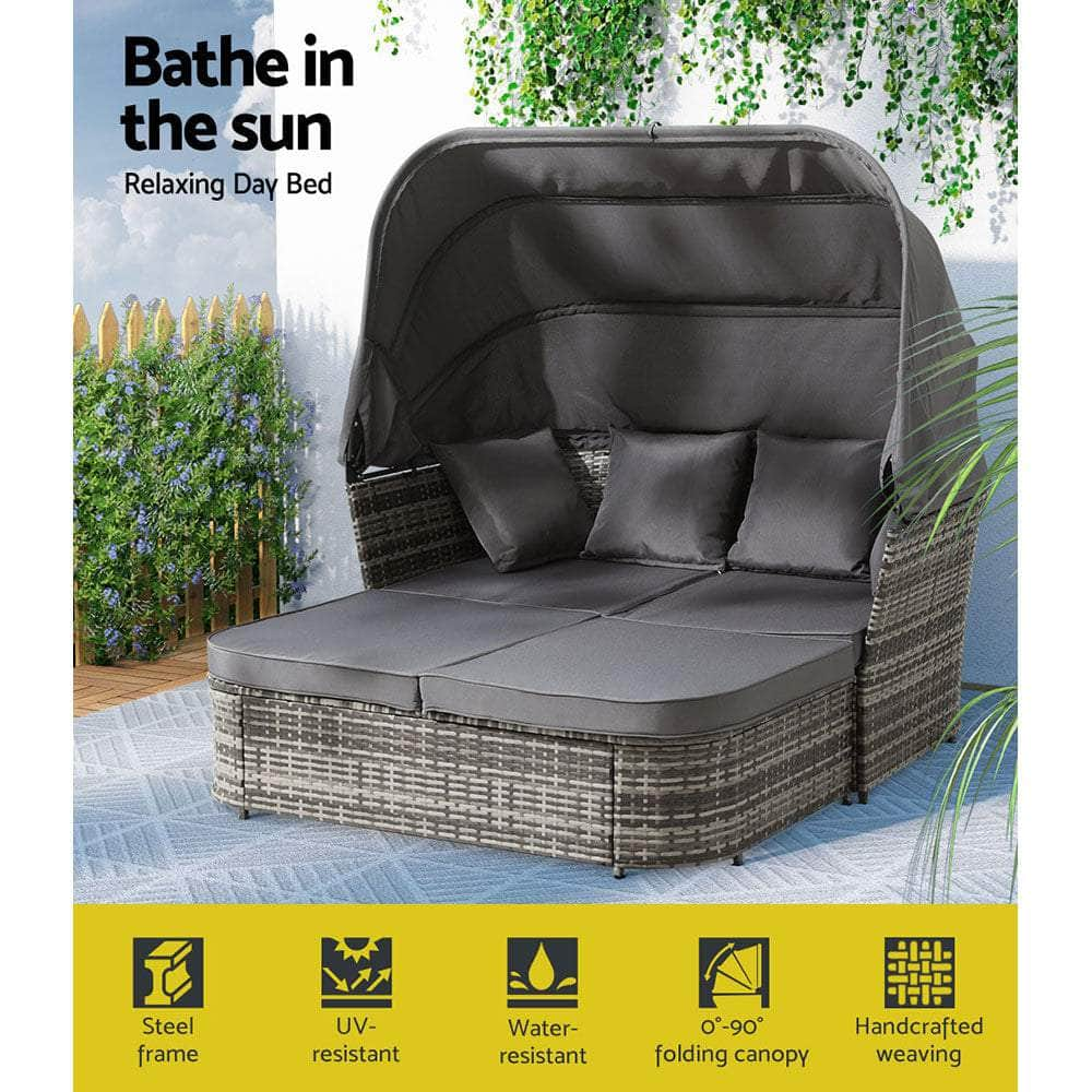 Outdoor Sun Lounge Setting Patio Furniture Wicker Sofa Garden Day Bed