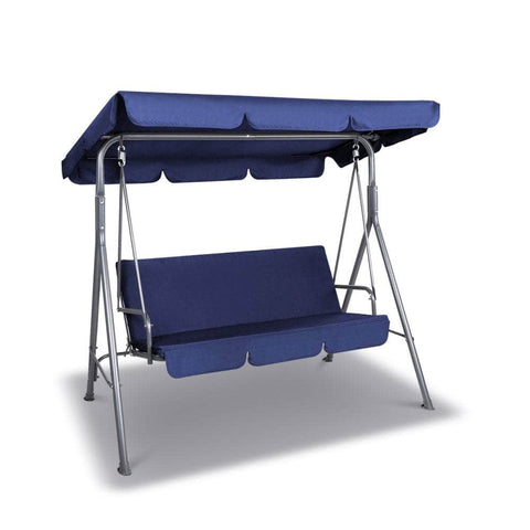 Outdoor Swing Chair Garden Bench Furniture Canopy 3 Seater Navy