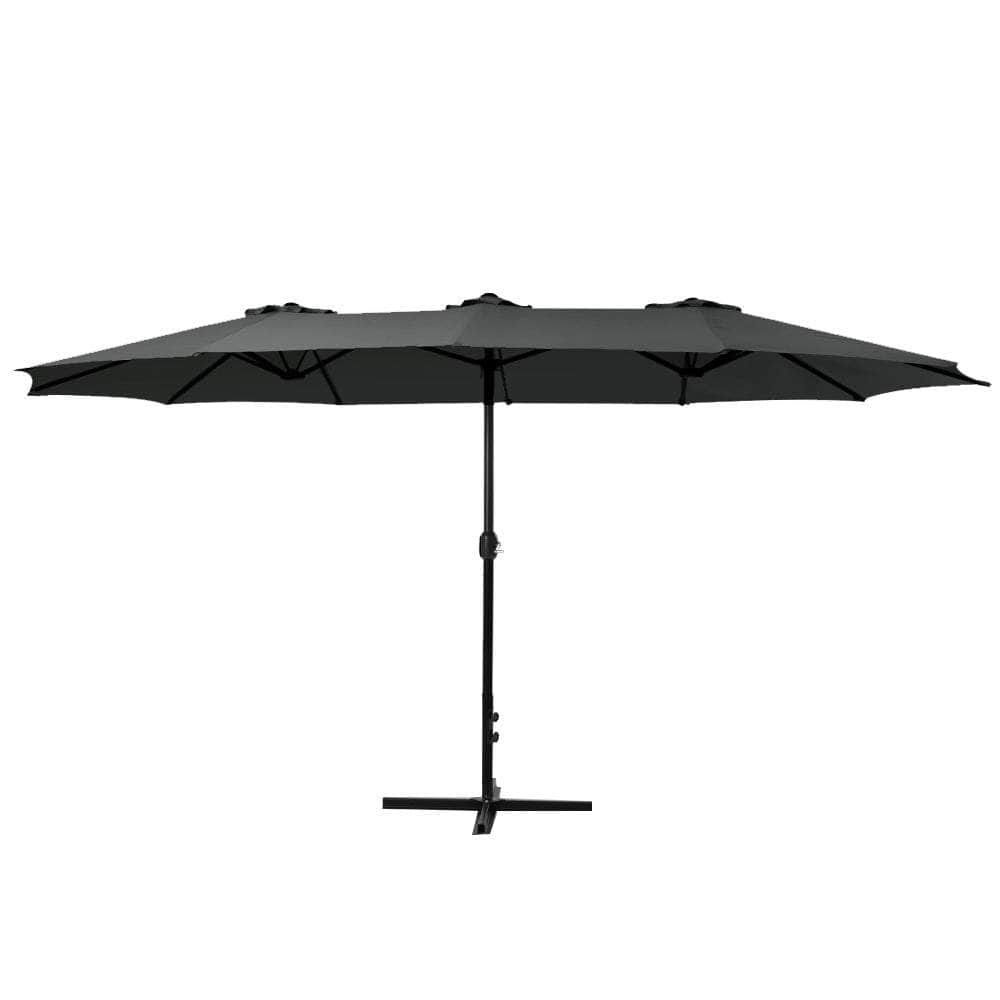 Outdoor Umbrella Twin Umbrellas Beach Garden Stand Base Sun Shade 4.57M