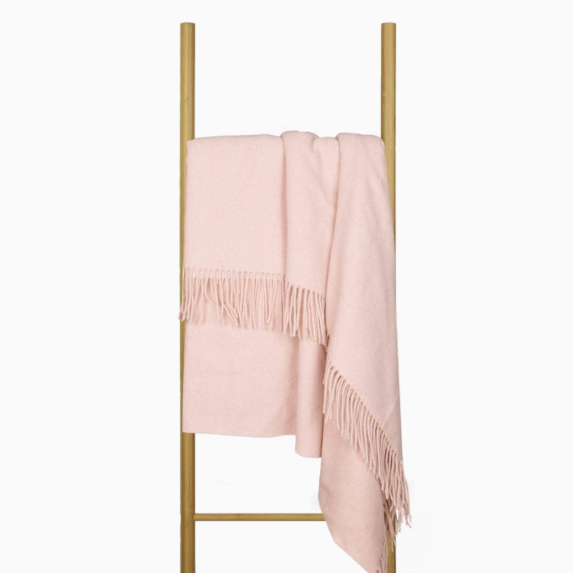 Oxford Throw - Merino Wool Blend - Blush/Ivory/Navy