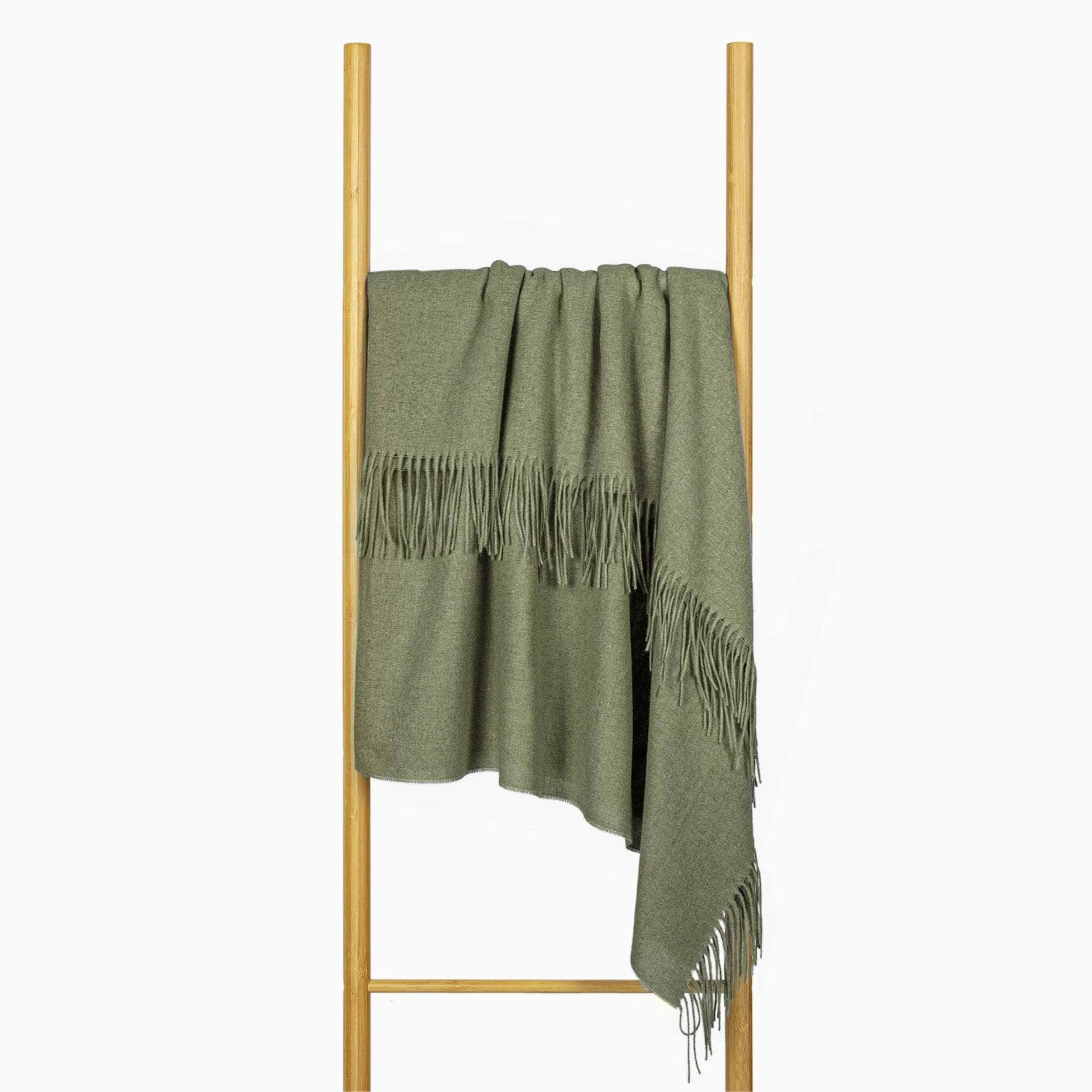 Paddington Throw - Fine Wool Blend - Olive/Peach/Plum/Camel