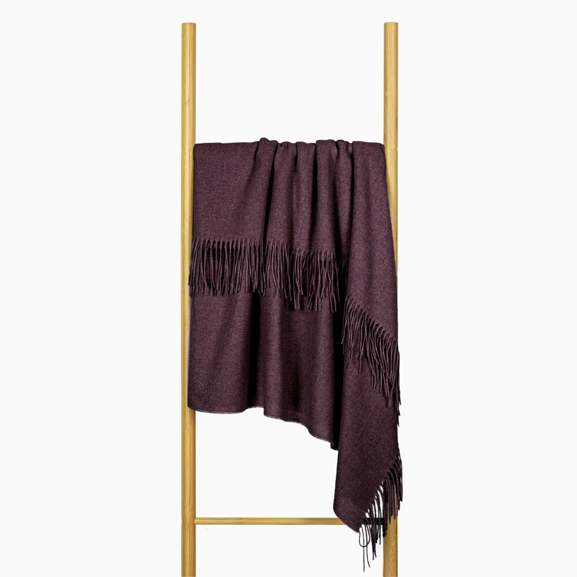 Paddington Throw - Fine Wool Blend - Olive/Peach/Plum/Camel