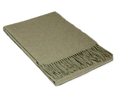 Paddington Throw - Fine Wool Blend - Olive/Peach/Plum/Camel