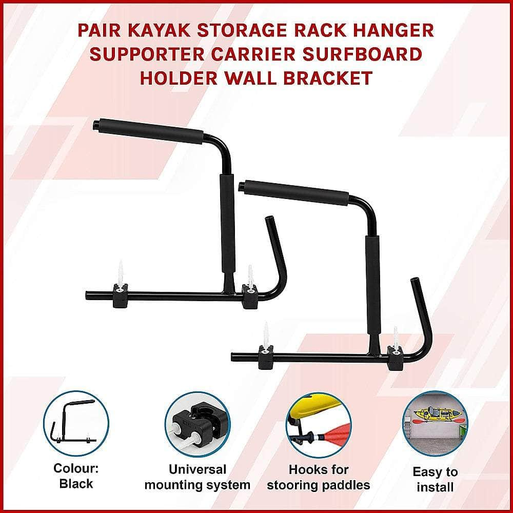 Pair Kayak Storage Rack Wall Mounted Surfboard Holder