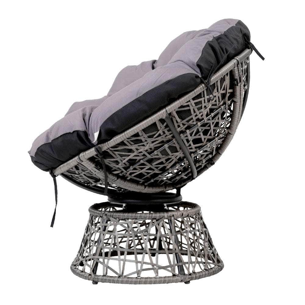 Papasan Chair and Side Table - Grey