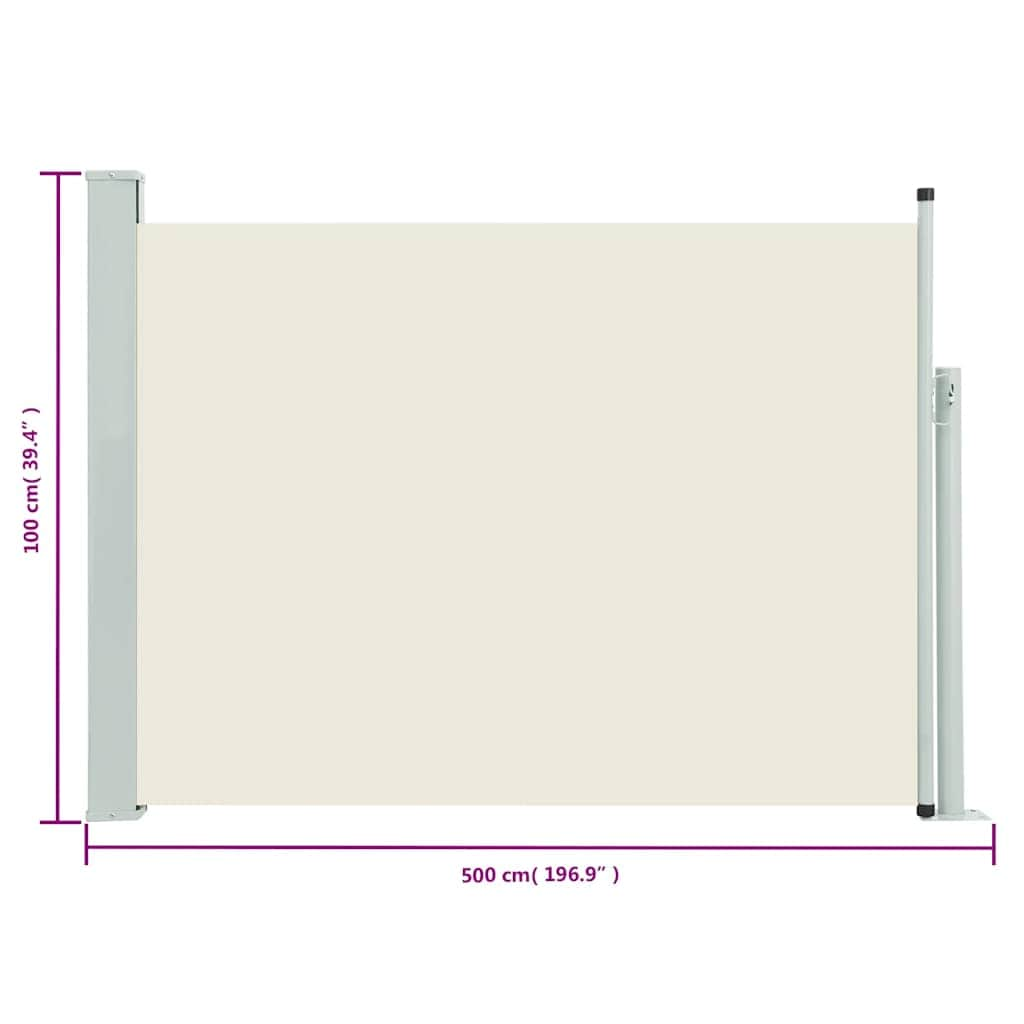 Patio Retractable Side Awning,  Cream