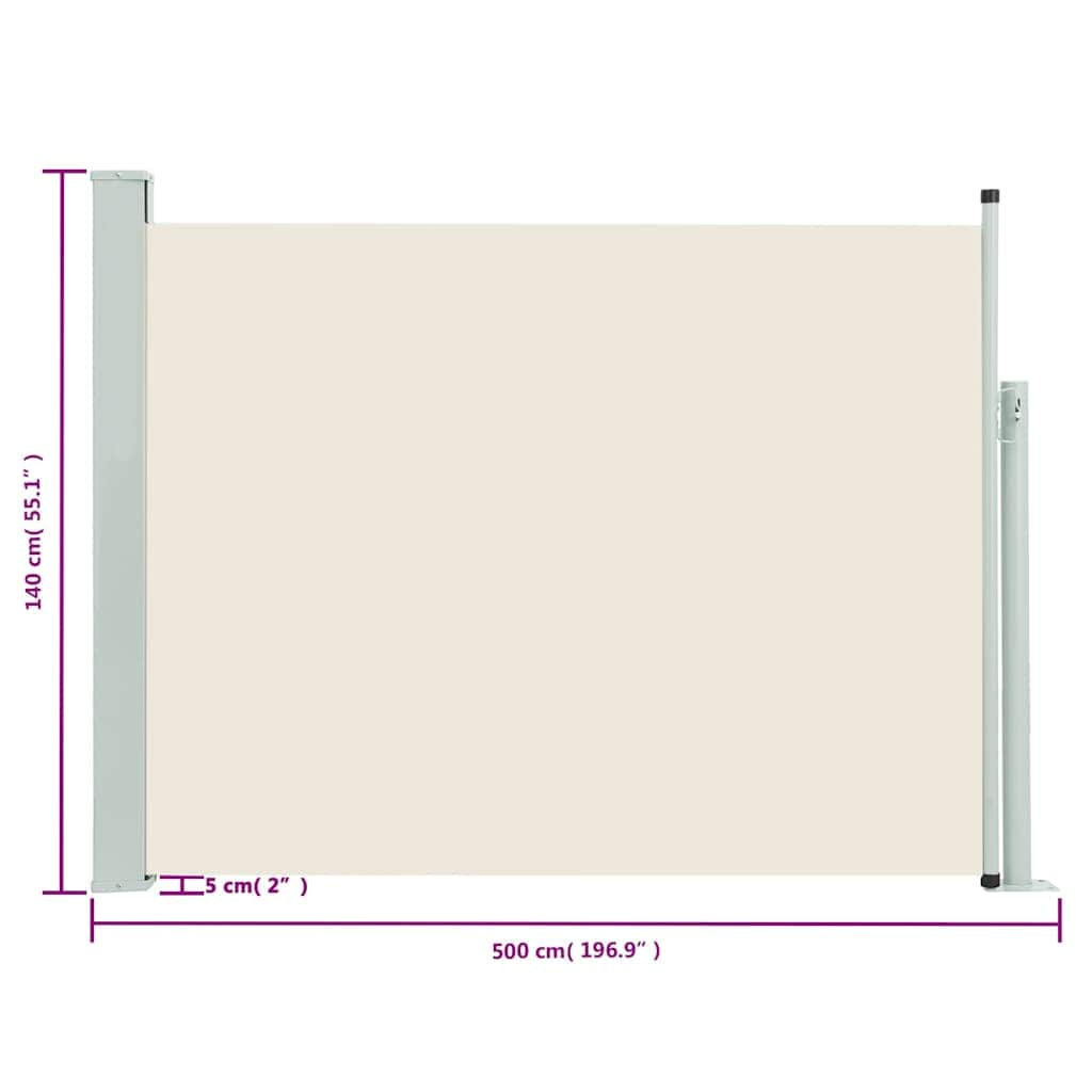 Patio Retractable Side Awning Cream