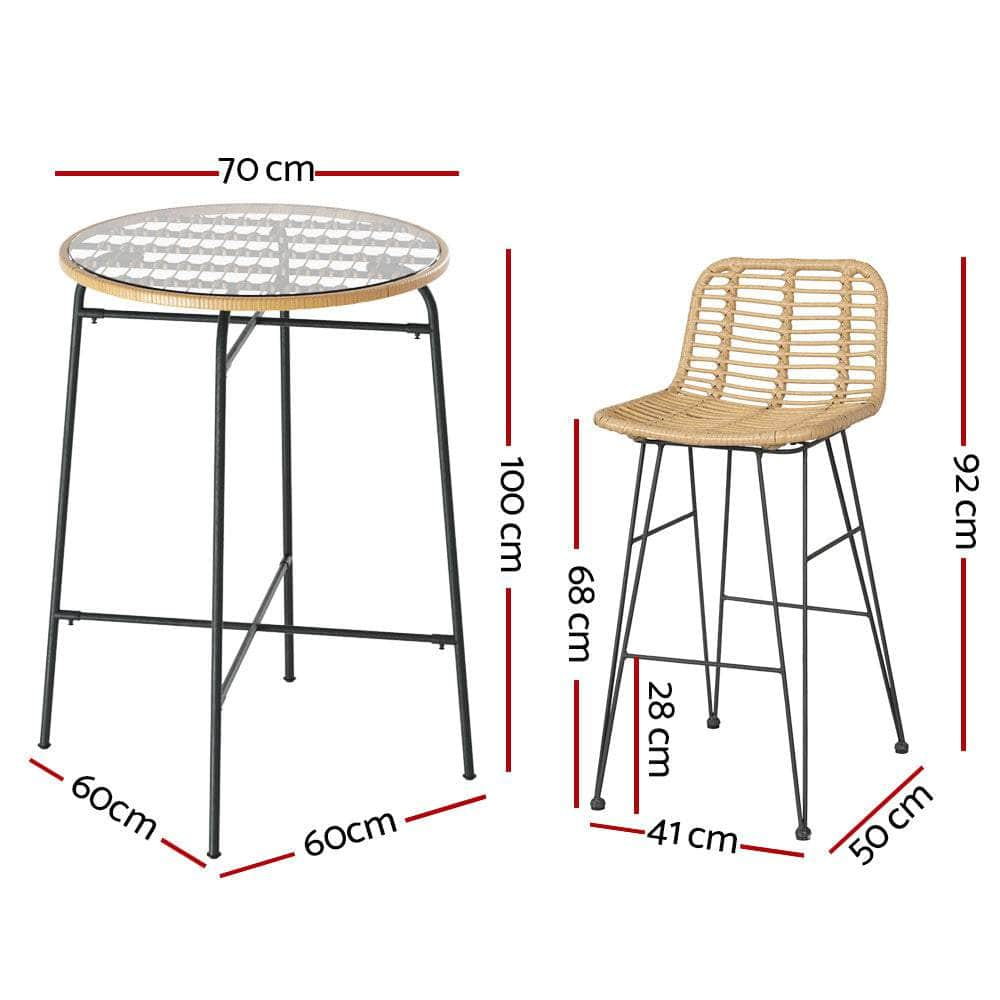 PCS Wicker Outdoor Bar Set with Patio Table and Chairs