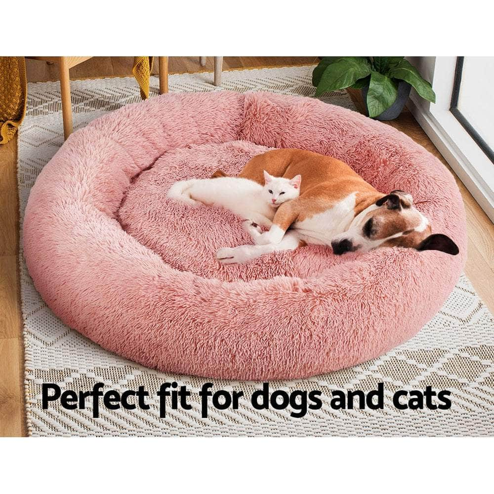 Pet Bed Dog Cat 110Cm Calming Extra Large Soft Plush Pink