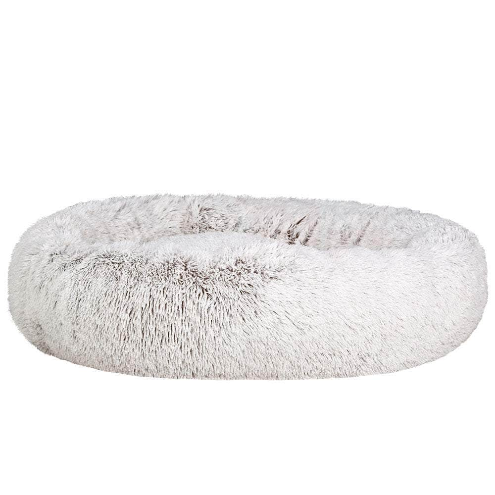 Pet Bed Dog Cat 110Cm Calming Extra Large Soft Plush White Brown