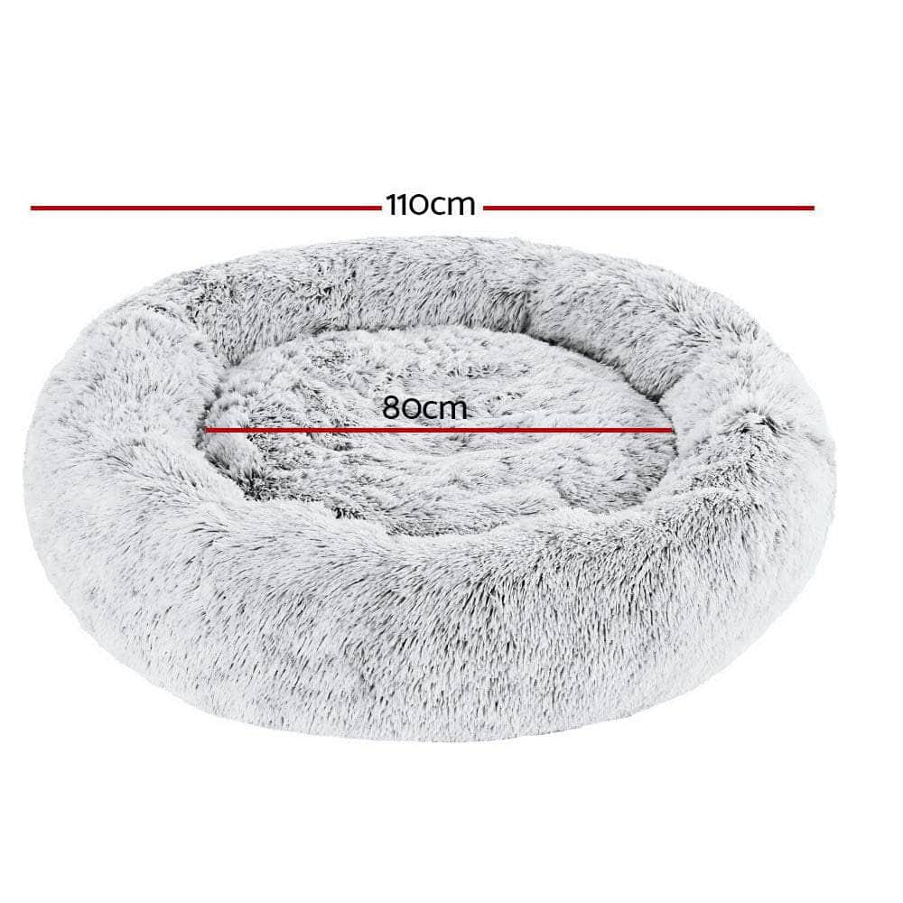 Pet Bed Dog Cat Calming Extra Large Soft Plush Light Charcoal/Dark Grey