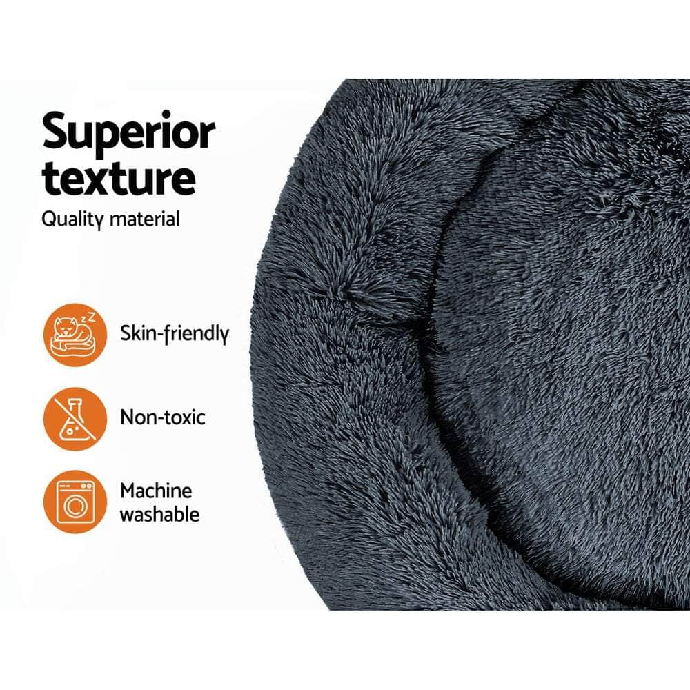 Pet Bed Dog Cat Calming Extra Large Soft Plush Light Charcoal/Dark Grey