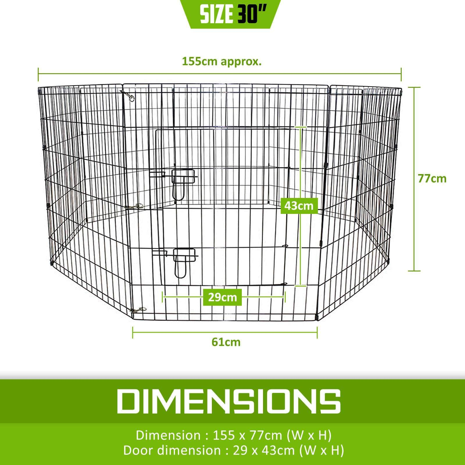 Pet Playpen Foldable Dog Cage 8 Panel 30in with Cover