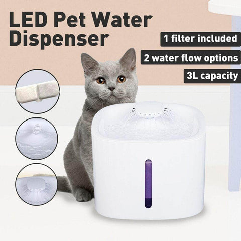 Pet Water Fountain Dispenser Led Usb 3L