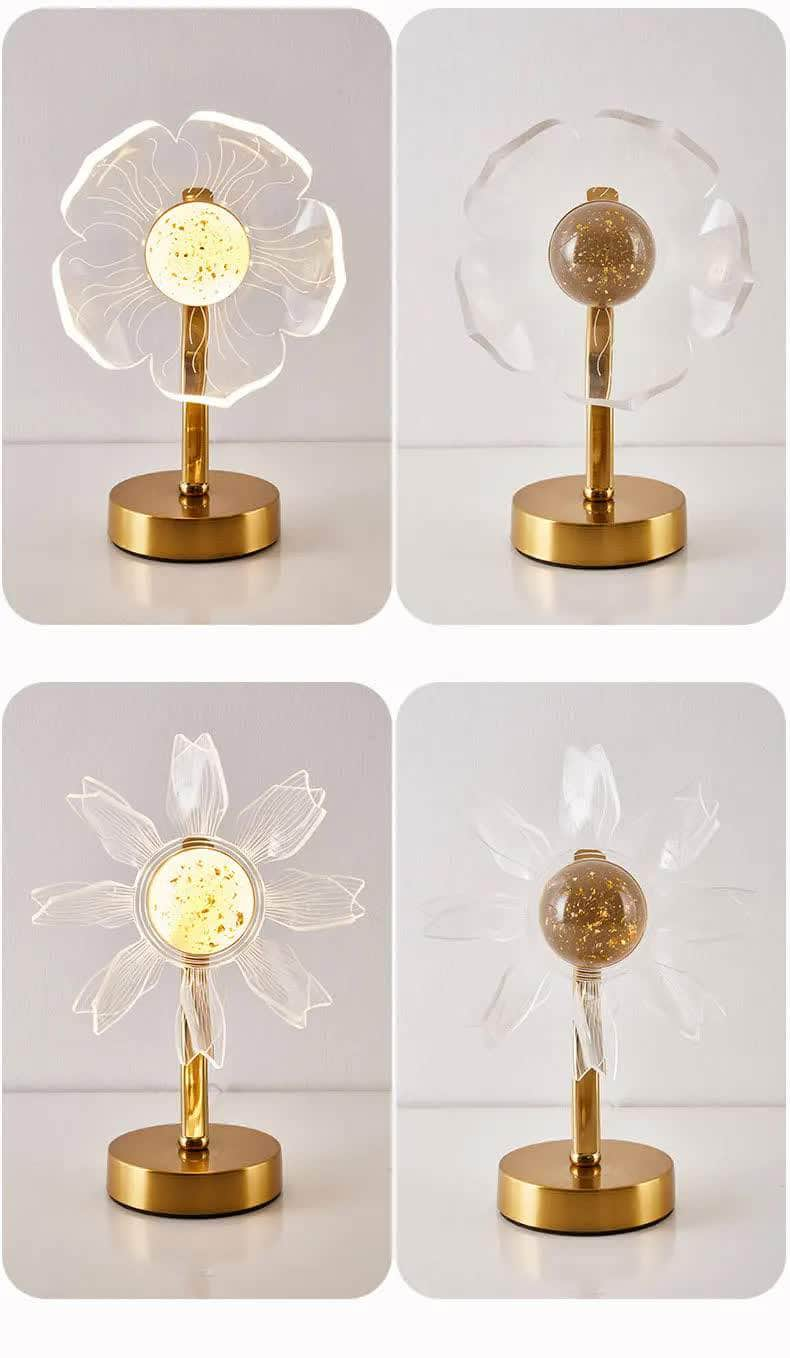 Petal Shape Luxury Acrylic Table Lamp - Modern USB Powered Night Light