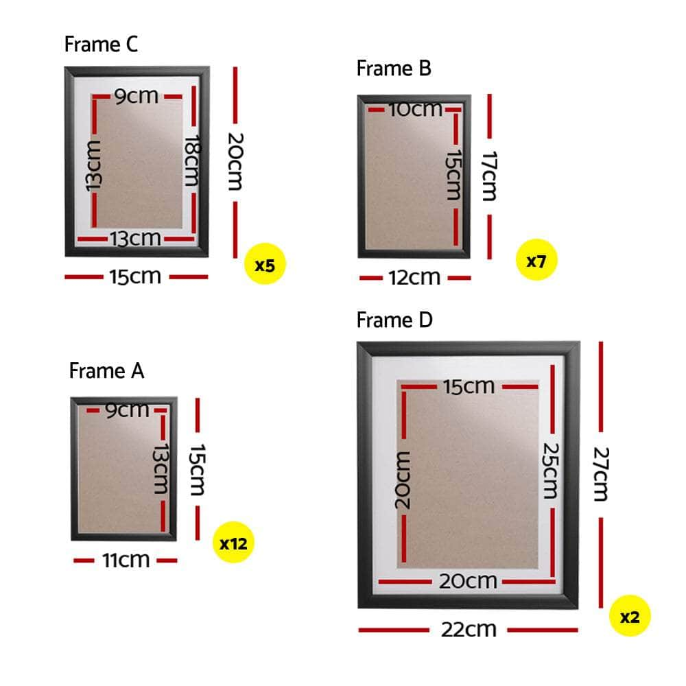 Photo Frames Art Holder 26Pcs 8X10" 5X7" 4X6" 3.5X5" Black