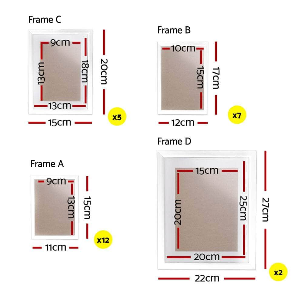 Photo Frames Art Holder 26Pcs 8X10" 5X7" 4X6" 3.5X5" White