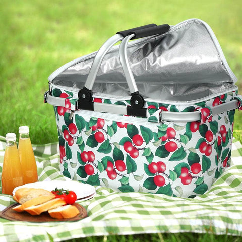 Picnic Basket Folding Bag Hamper Insulated Food Cover Storage