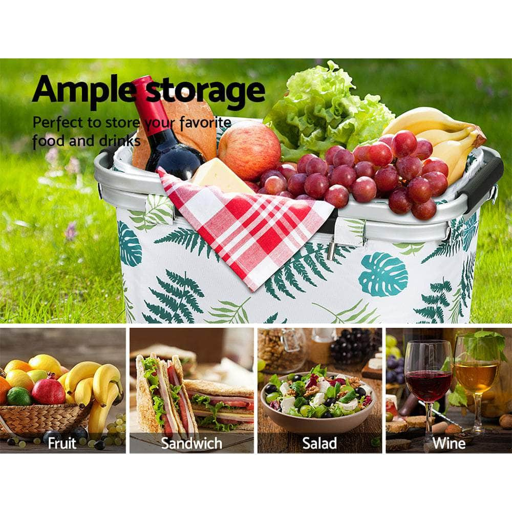 Picnic Basket Folding Bag Hamper Insulated Food Storage