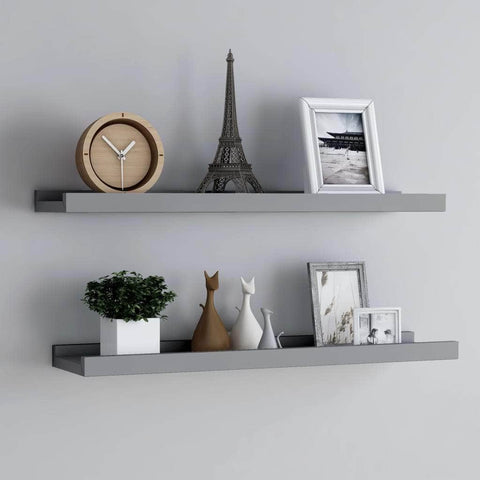 Picture Frame Ledge Shelves 2 pcs Grey MDF