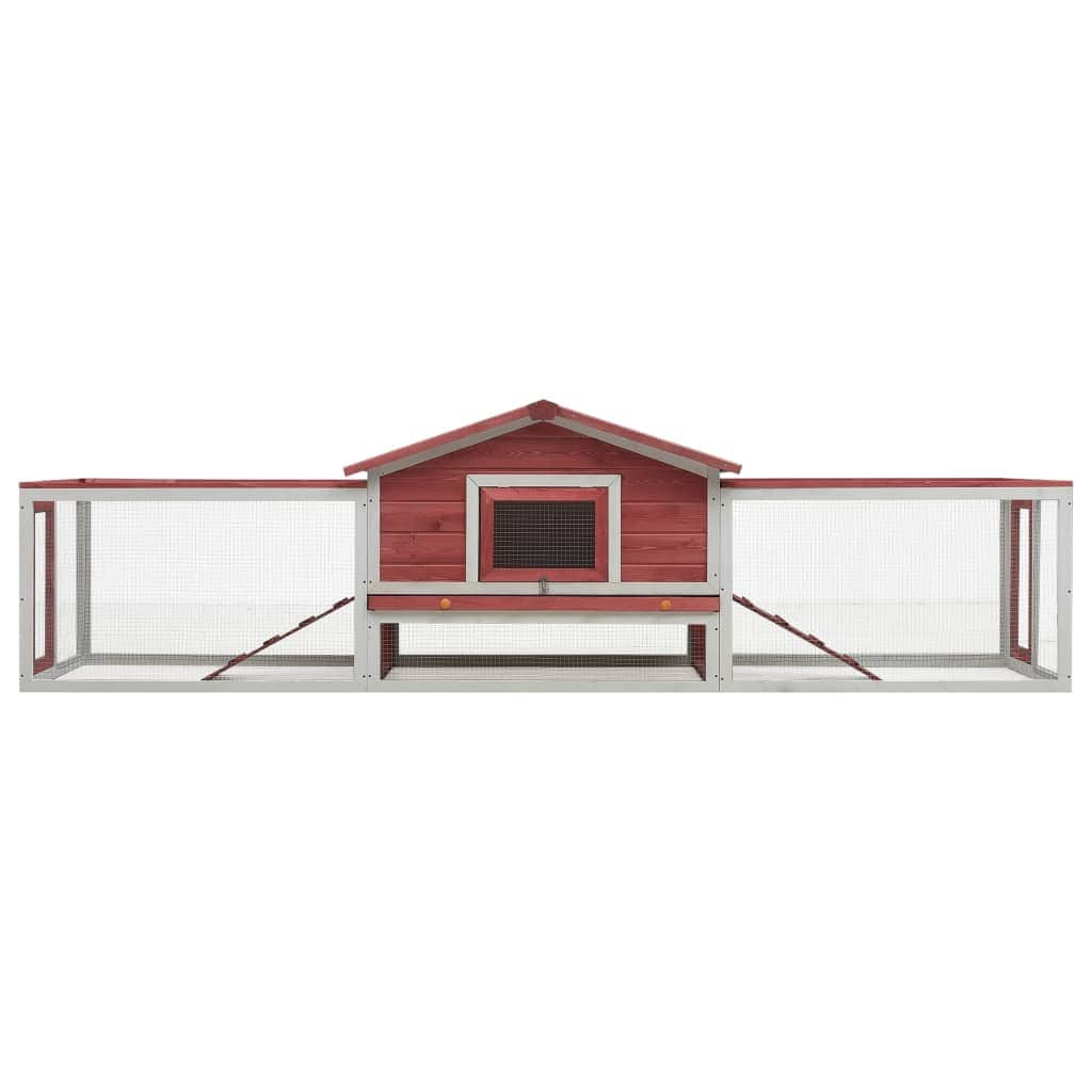 Pine & Fir Wood Rabbit Hutch Red