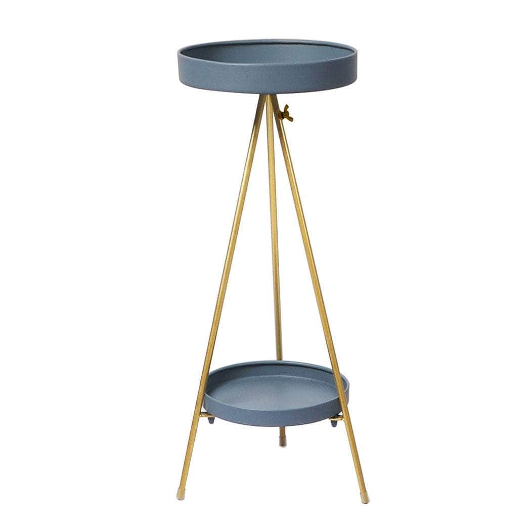 Plant Stand 2 Tiers Outdoor Indoor Grey Gold Large